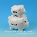 Double lay white color ceramic coin bank